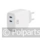 USB-C Lader 2-Poorts Power Delivery PPS en GaNFast 65W - ACT - 74627564 - 8716065549355 - 74627564001 - AC2165 - 7.46.27.56-4