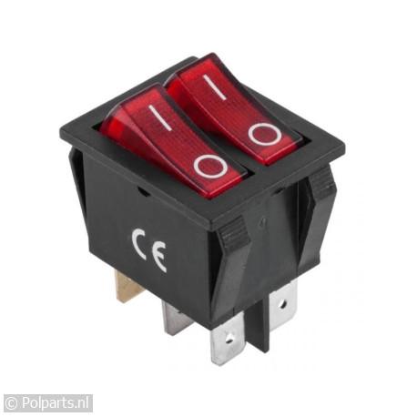 Schakelaar Dubbel rood-licht 6K. 16A - Universeel - 51556050 - 8713411145360 - 51556050001 - 0000314 - 5.15.56.05-0
