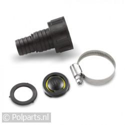 Connector 3/4" en 1" afvoerslang met terugslagklep