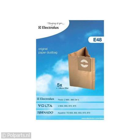 Stofzuigerzak E48 - AEG/Electrolux/Zanussi - 60702960 - 7391625259557 - 60702960001 - 9090102915 - 3023372004312 - E48 9092943191 - 6.07.02.96-0 - 3023372026031