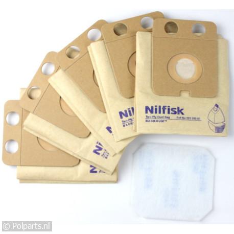 Stofzuigerzak karton met 2 gaten - Nilfisk - 62902390 - 5715492006724 - 62902390001 - 22198000 - 6.29.02.39-0