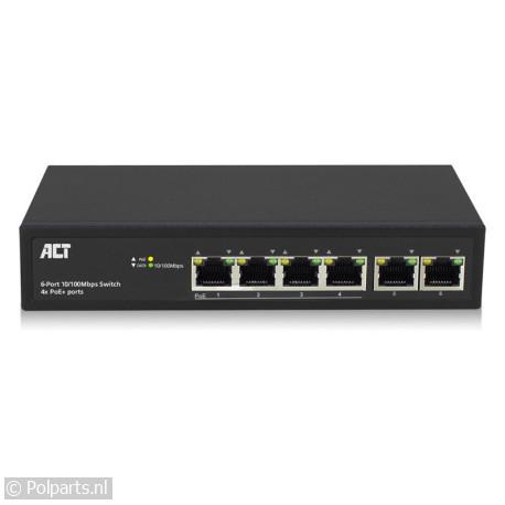 6-Poorts 10/100Mbps Switch 4x PoE+ Poorten - ACT - 74604344 - 8716065409239 - 74604344001 - AC4430 - 7.46.04.34-4