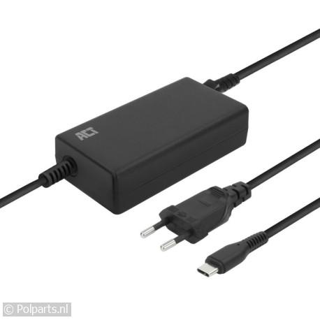 USB Type-C Laptoplader met Power Delivery Profielen 65W - ACT - 74627334 - 8716065489804 - 74627334001 - AC2005 - 7.46.27.33-4