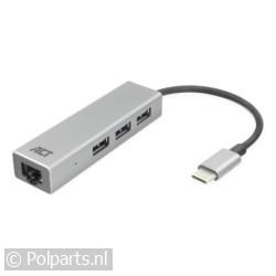3-Poorts USB-C 3.2 Hub met Gigabit Ethernet Poort